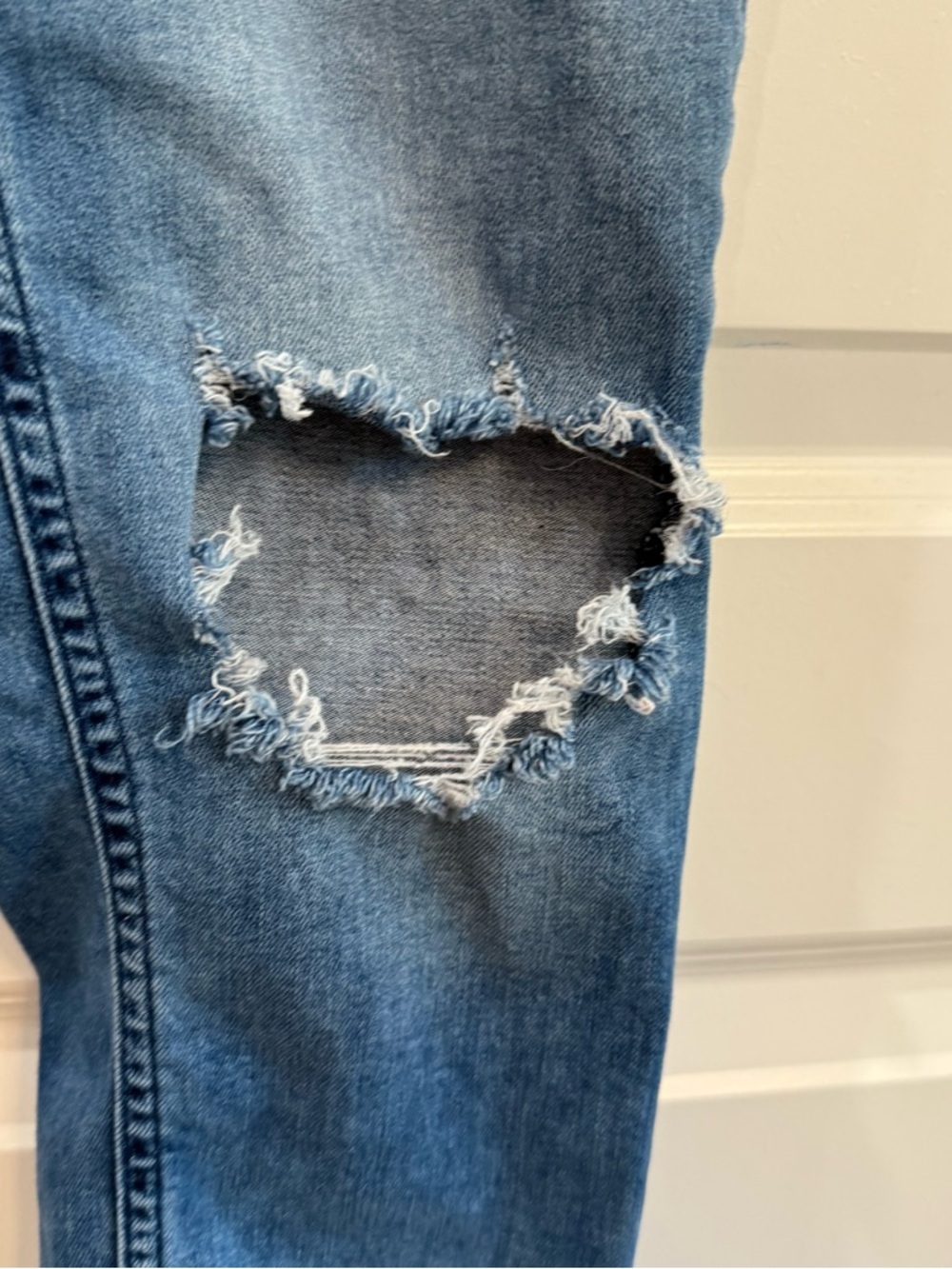 Free People High Rise Distressed Knee Skinny Jeans 90s Vintage Y2K Blue - Picture 3 of 10